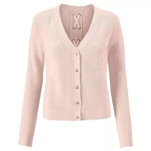 Cabi Eliza Lace Up Blush Cardigan Size Small